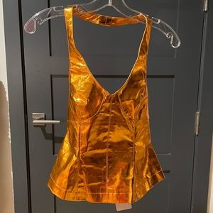 Amylynn metallic halter top crop top